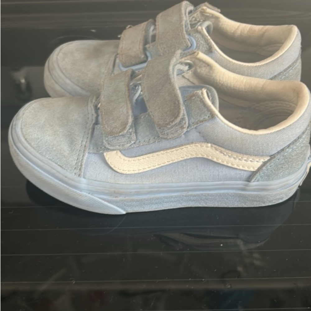 Kids Blue and White Velcro Sneakers